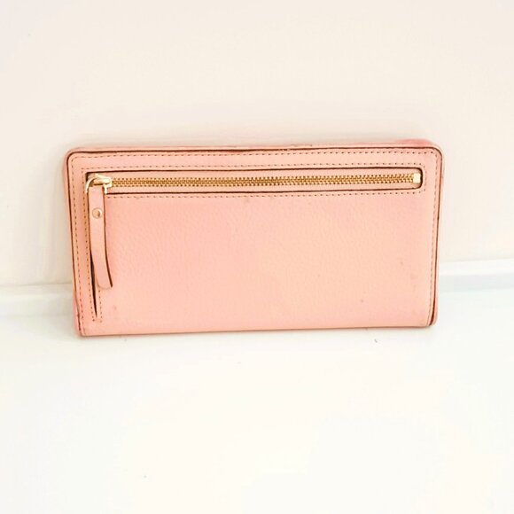 Kate Spade Leather Bifold Wallet Pink with Inside Snap Closure - Picture 3 of 9